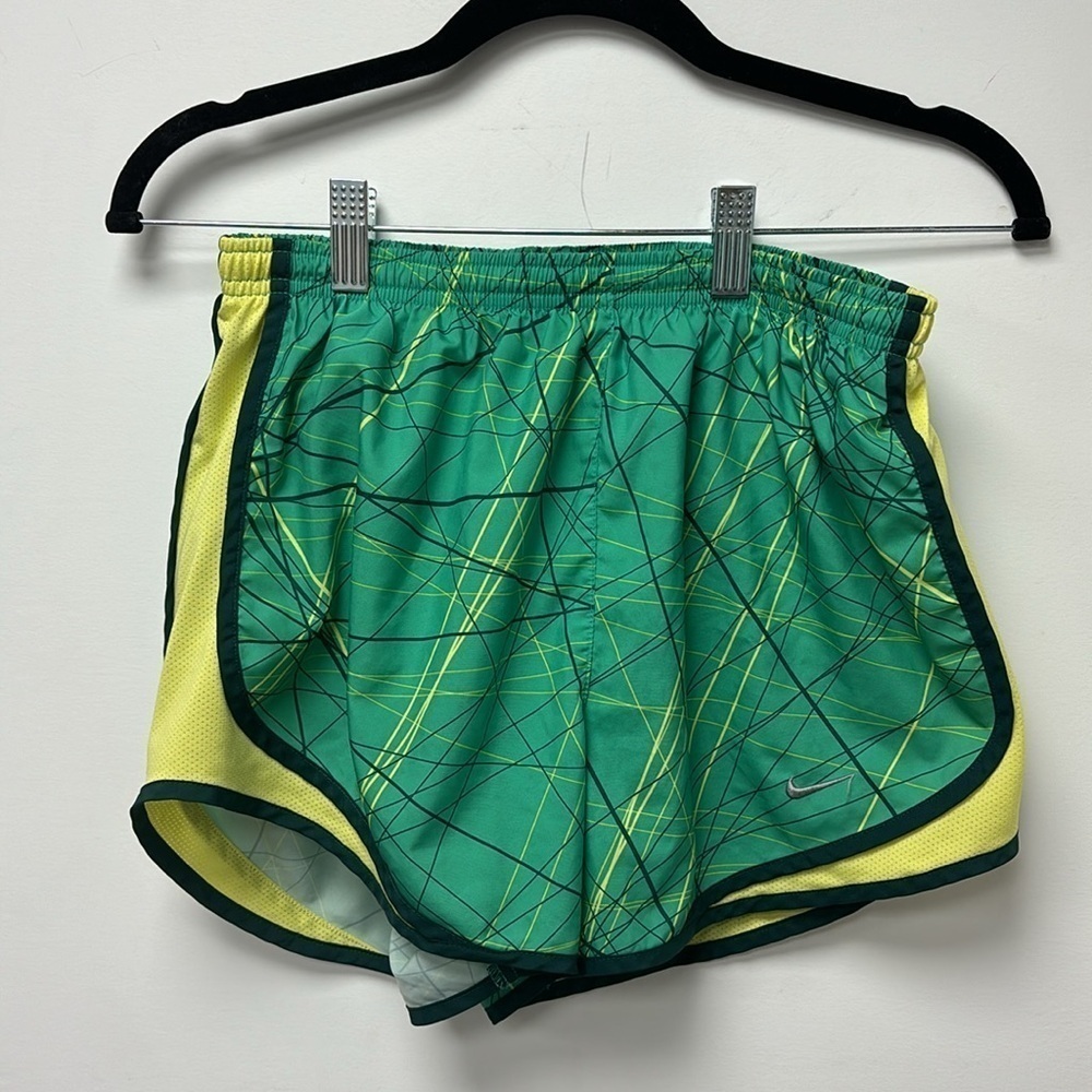 Nike Dri Running Shorts Green and Yellow Athletic Running Shorts Size Small